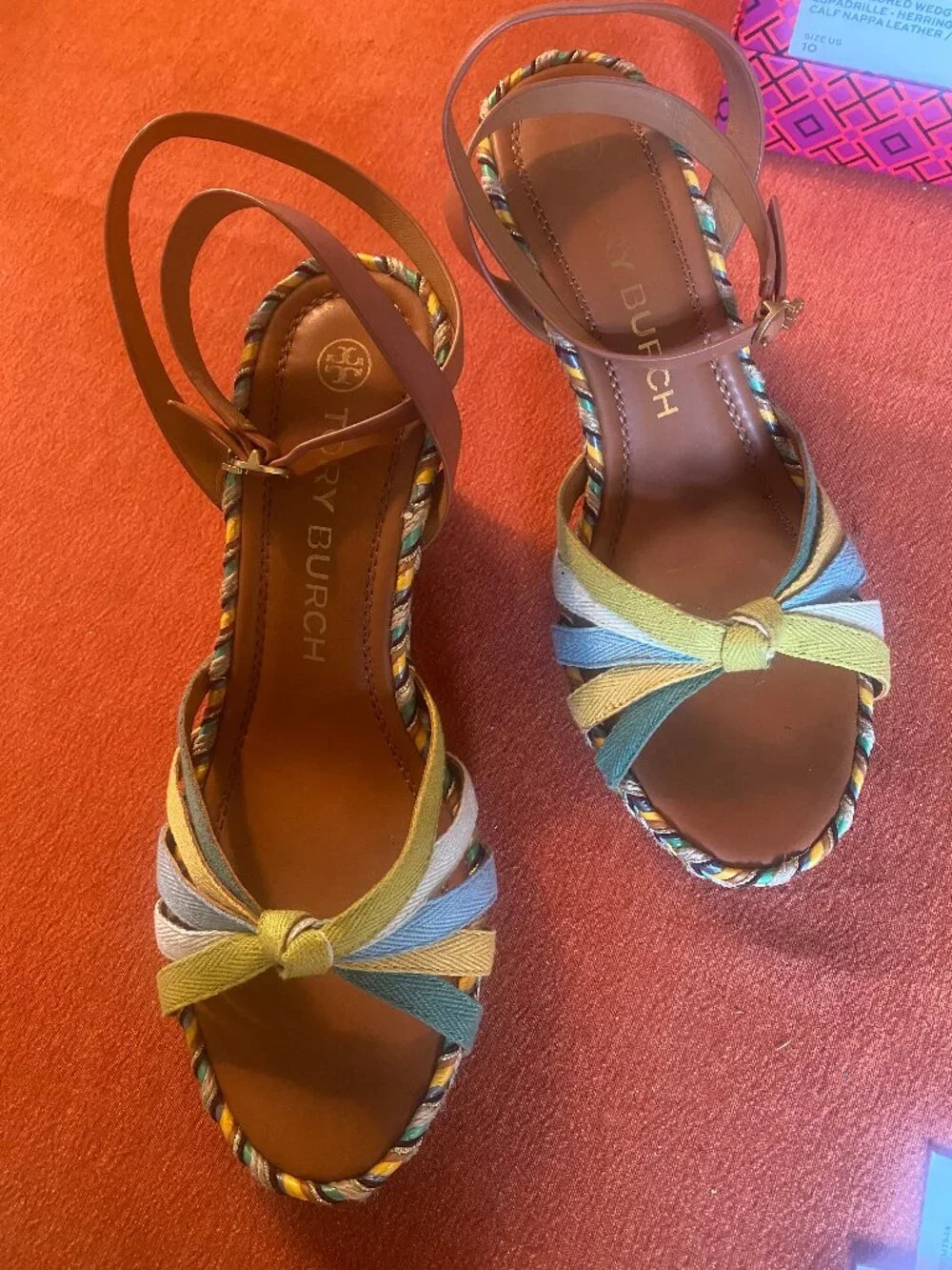 Tory Burch Colorblock Wedge Espadrille Sandals in Yellow/Multi